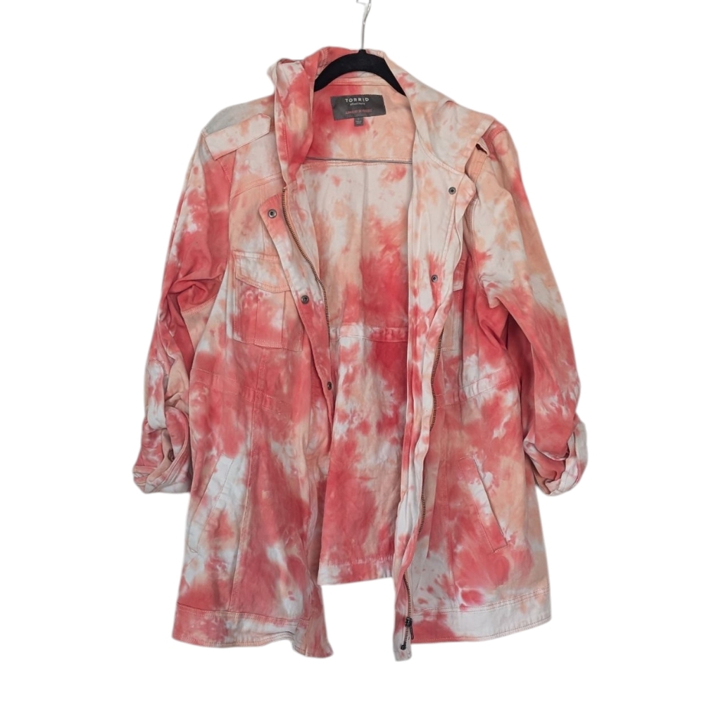 Torrid Salmon/White Tie-Dye Utility Jacket 18/20